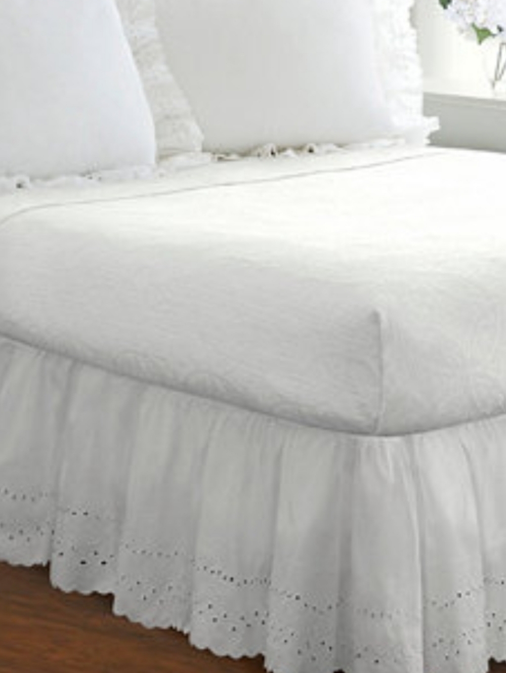 King White Cotton Ruffled Bed Skirt - Classic Home Bedding